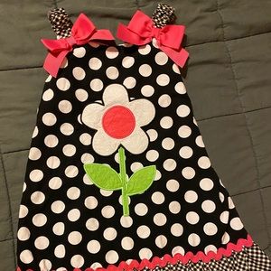 Cute Polkadot black and white with pink bows dress